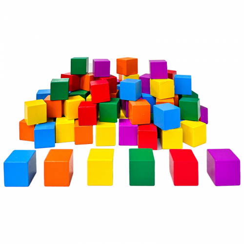 Wooden Colour Cubes, 1inch, Set of 102