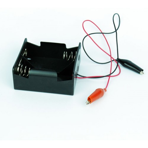 2xD battery Holders with wires and crocodile clips